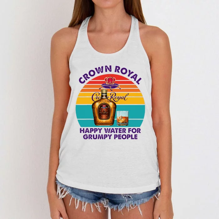 Crownroyal Happy Water For Grumpy People Retro Apparel Women's Knotted Racerback Tank