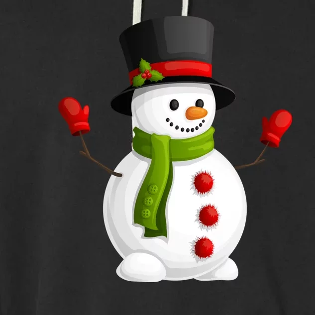 Cute Happy Winter Snowman Garment-Dyed Fleece Hoodie