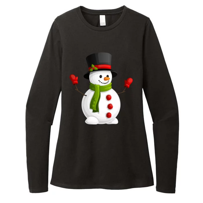 Cute Happy Winter Snowman Womens CVC Long Sleeve Shirt