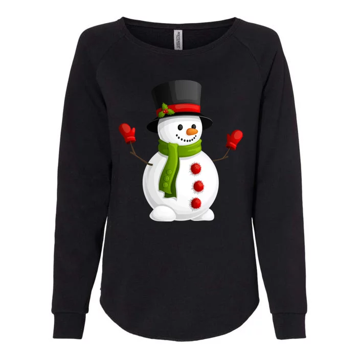 Cute Happy Winter Snowman Womens California Wash Sweatshirt