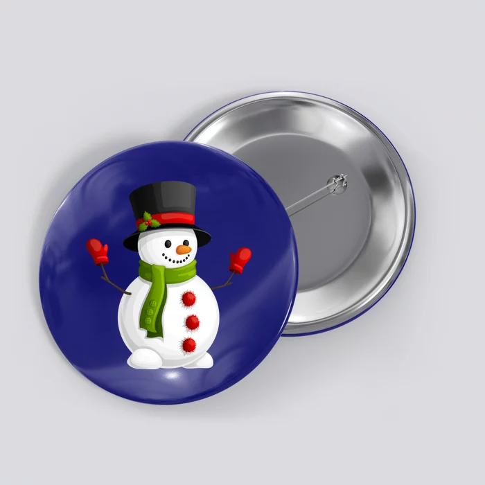 Cute Happy Winter Snowman Button