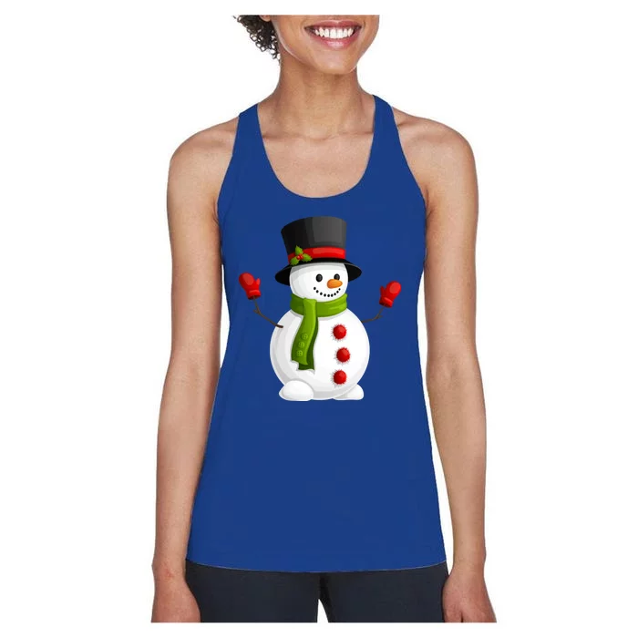 Cute Happy Winter Snowman Women's Racerback Tank