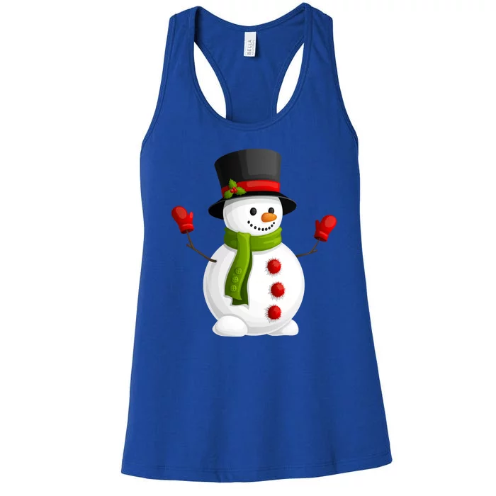 Cute Happy Winter Snowman Women's Racerback Tank