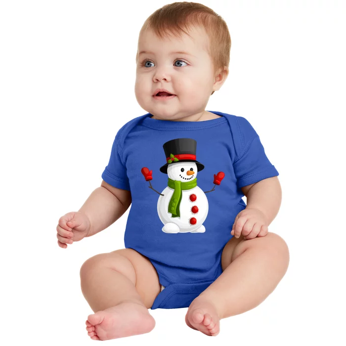 Cute Happy Winter Snowman Baby Bodysuit