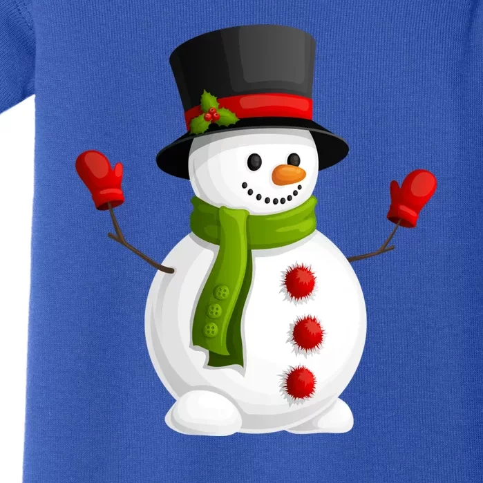 Cute Happy Winter Snowman Baby Bodysuit