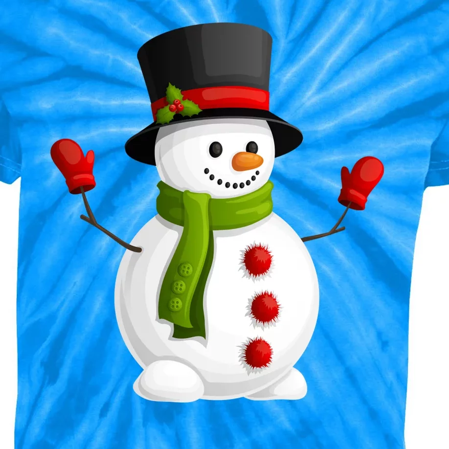 Cute Happy Winter Snowman Kids Tie-Dye T-Shirt