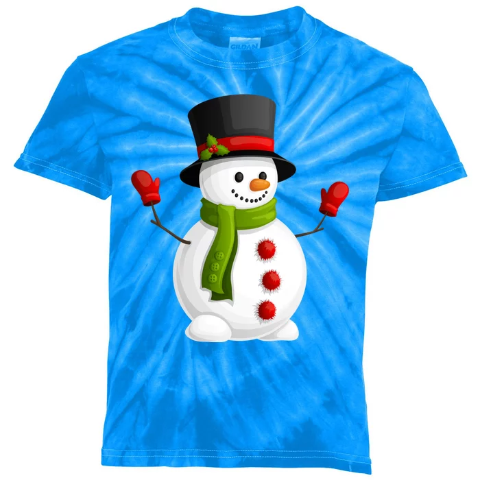 Cute Happy Winter Snowman Kids Tie-Dye T-Shirt