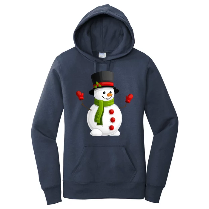 Cute Happy Winter Snowman Women's Pullover Hoodie