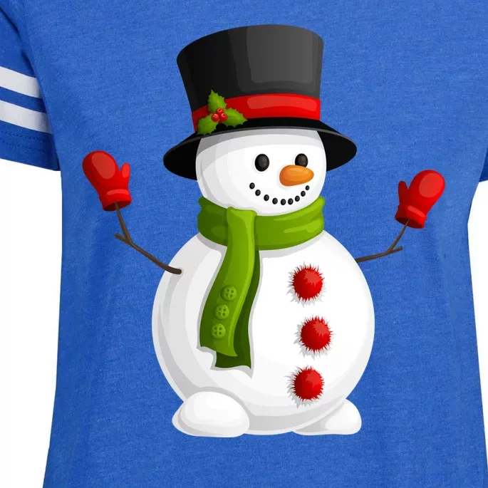 Cute Happy Winter Snowman Enza Ladies Jersey Football T-Shirt