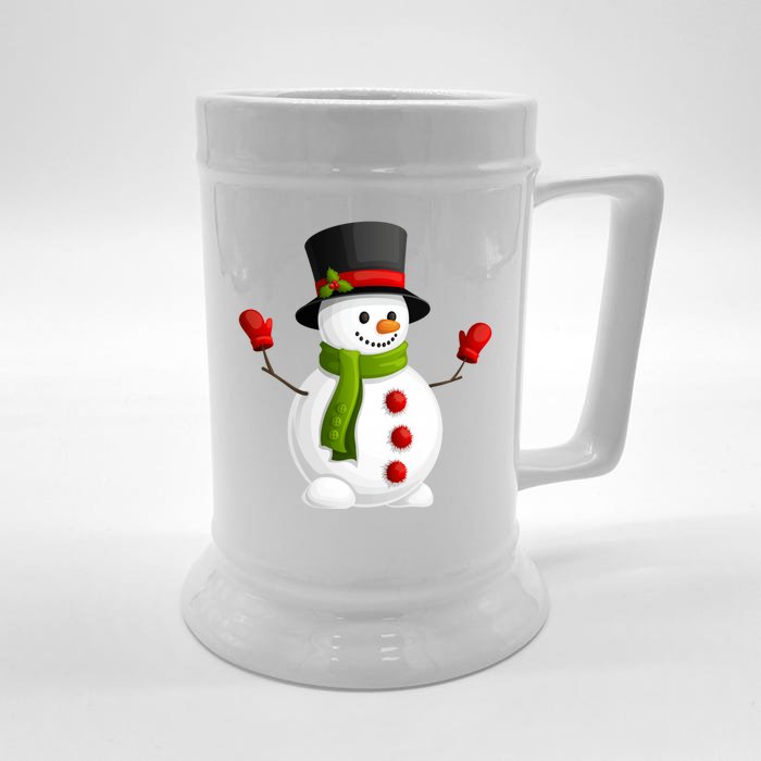 Cute Happy Winter Snowman Front & Back Beer Stein