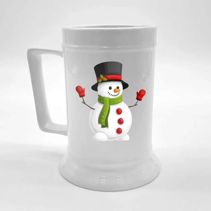 Cute Happy Winter Snowman Front & Back Beer Stein