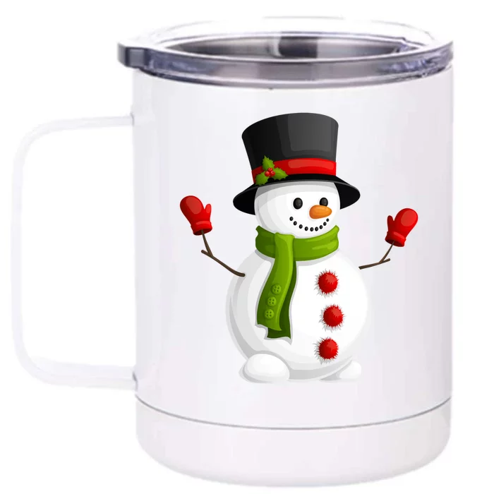 Cute Happy Winter Snowman Front & Back 12oz Stainless Steel Tumbler Cup