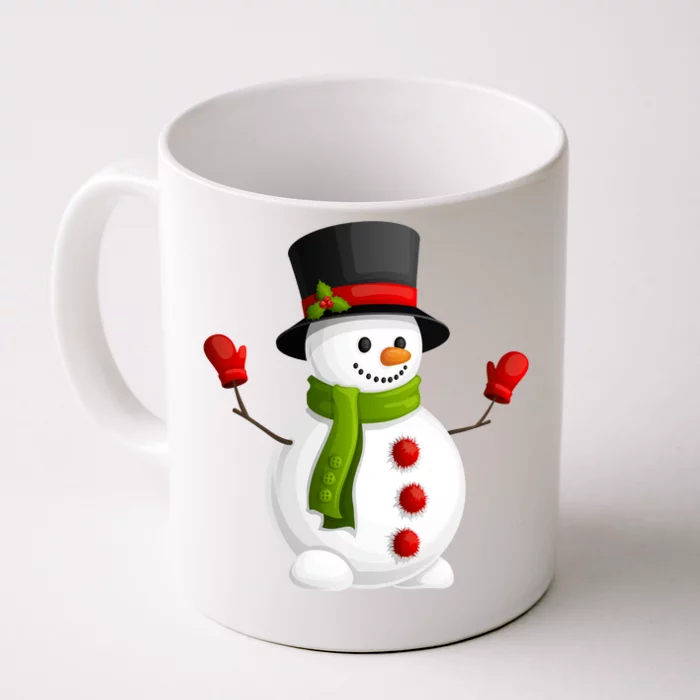 Cute Happy Winter Snowman Front & Back Coffee Mug