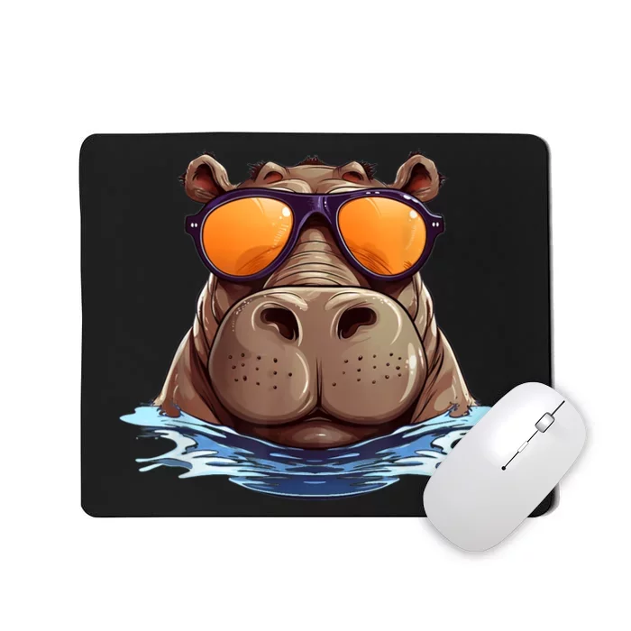 Cool Hippo With Sunglasses For Funny Animals Costume Mousepad