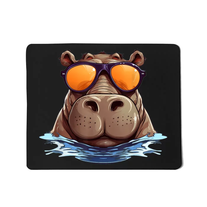 Cool Hippo With Sunglasses For Funny Animals Costume Mousepad