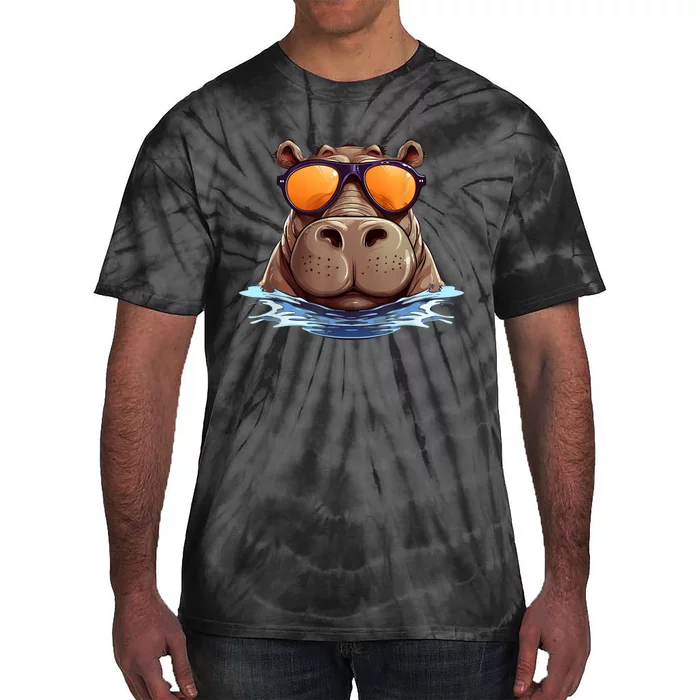 Cool Hippo With Sunglasses For Funny Animals Costume Tie-Dye T-Shirt