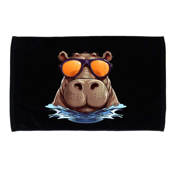 Cool Hippo With Sunglasses For Funny Animals Costume Microfiber Hand Towel