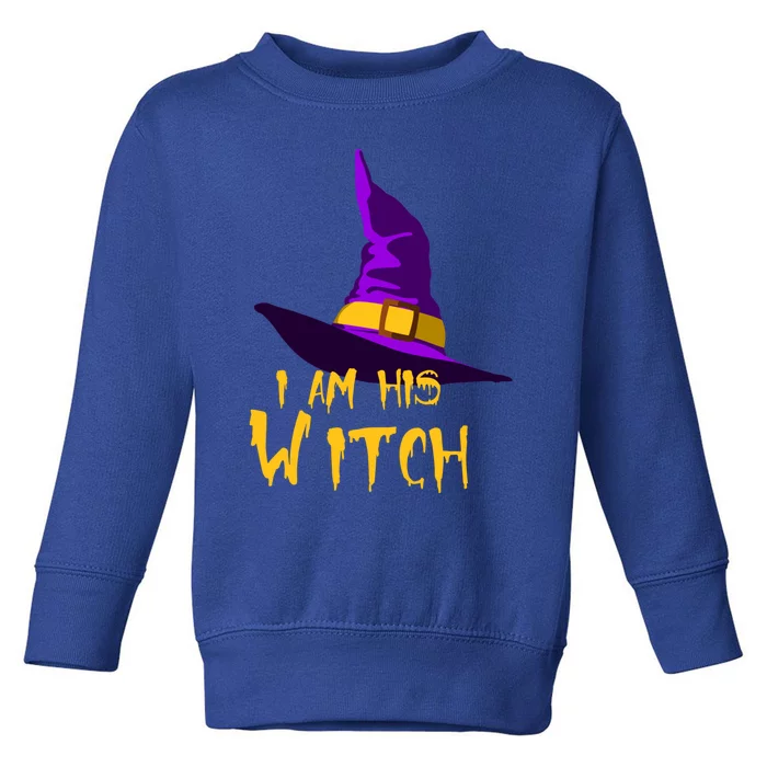 Couples Halloween Witch Ha I Am His Witch Costumes Cool Gift Toddler Sweatshirt