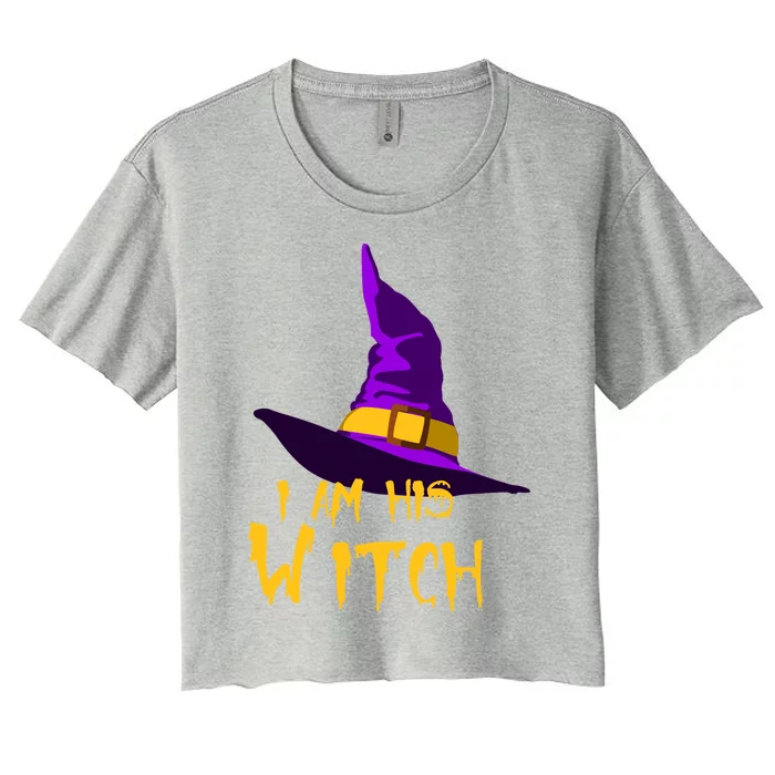 Couples Halloween Witch Ha I Am His Witch Costumes Cool Gift Women's Crop Top Tee