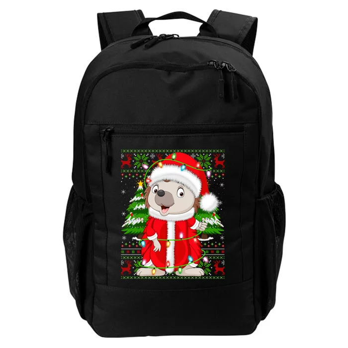 Cute Hedgehog Xmas Style Ugly Santa Hedgehog Christmas Gift Daily Commute Backpack