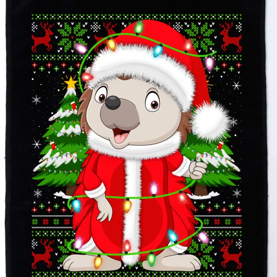 Cute Hedgehog Xmas Style Ugly Santa Hedgehog Christmas Gift Platinum Collection Golf Towel