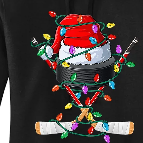 Christmas Hockey Xmas Santa Sports Hat Ball Women's Pullover Hoodie