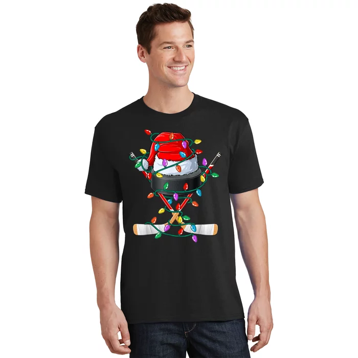 Christmas Hockey Xmas Santa Sports Hat Ball T-Shirt