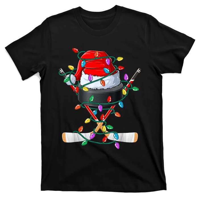 Christmas Hockey Xmas Santa Sports Hat Ball T-Shirt