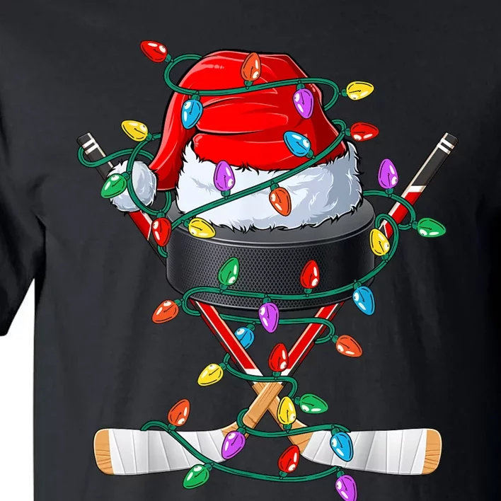 Christmas Hockey Xmas Santa Sports Hat Ball Tall T-Shirt