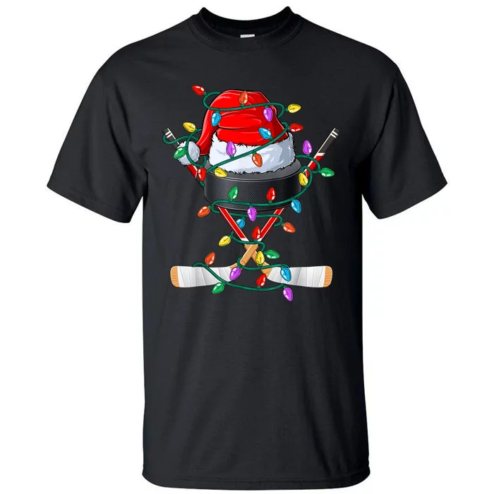 Christmas Hockey Xmas Santa Sports Hat Ball Tall T-Shirt