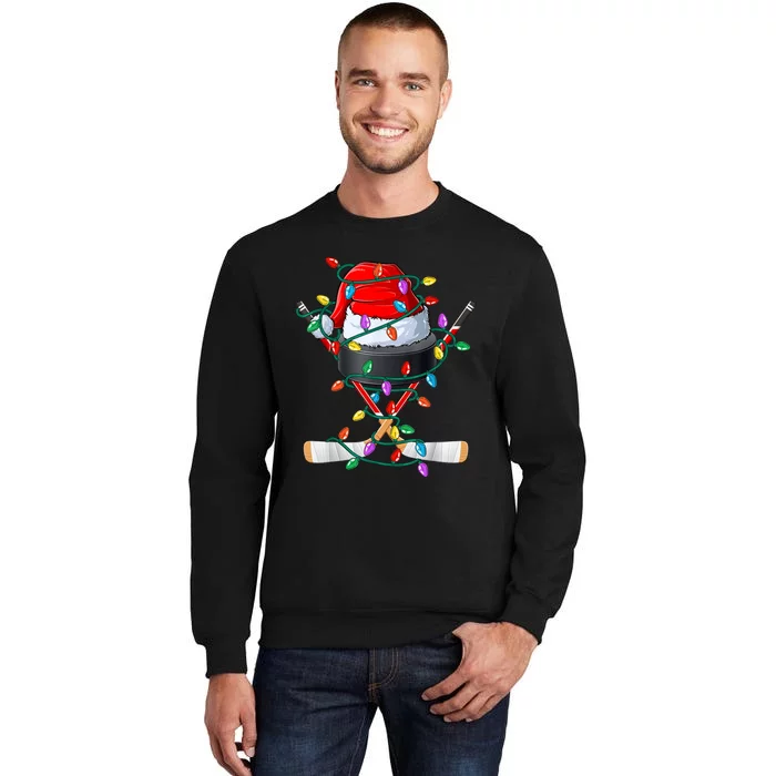 Christmas Hockey Xmas Santa Sports Hat Ball Tall Sweatshirt