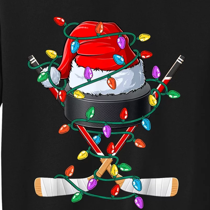 Christmas Hockey Xmas Santa Sports Hat Ball Tall Sweatshirt