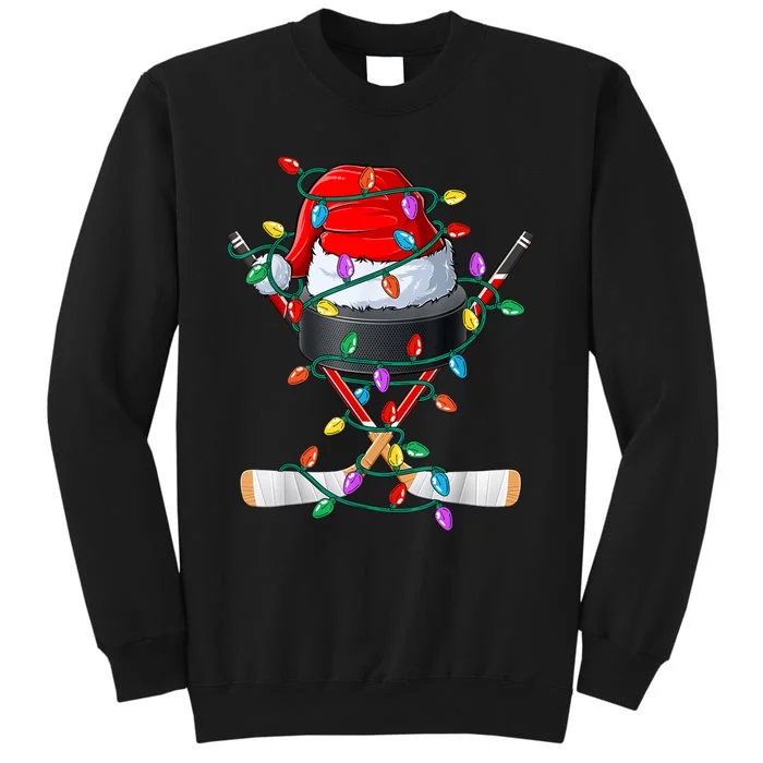 Christmas Hockey Xmas Santa Sports Hat Ball Tall Sweatshirt