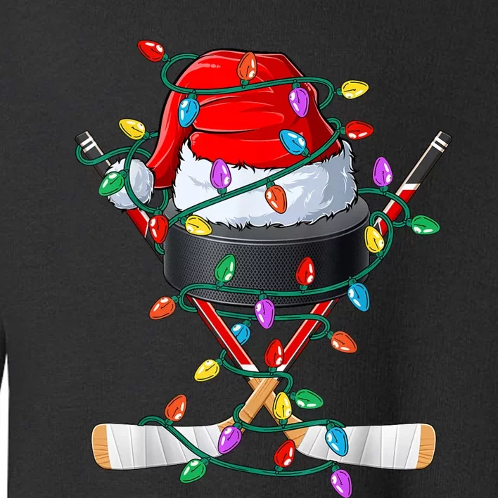 Christmas Hockey Xmas Santa Sports Hat Ball Toddler Sweatshirt