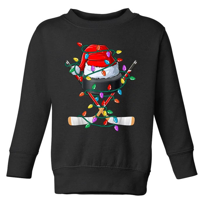 Christmas Hockey Xmas Santa Sports Hat Ball Toddler Sweatshirt