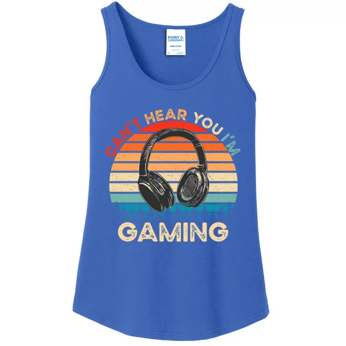 Can't Hear You I'm Gaming Funny Vintage Gamer Gift Ladies Essential Tank