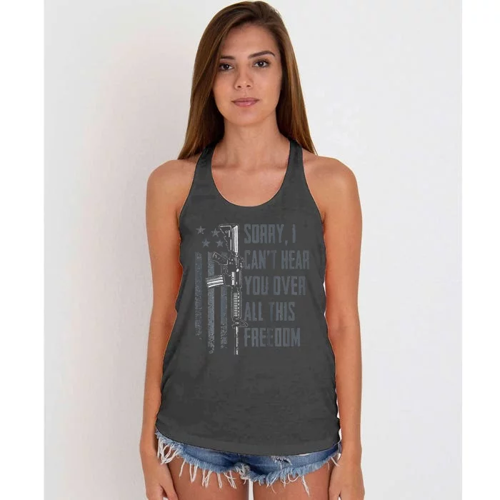 Can't Hear You Over All This Freedom Gun Rights Women's Knotted Racerback Tank