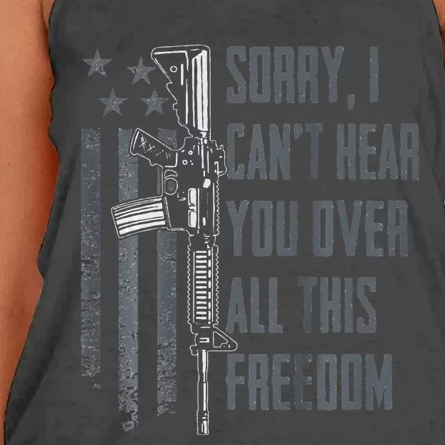 Can't Hear You Over All This Freedom Gun Rights Women's Knotted Racerback Tank