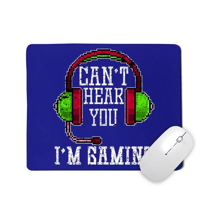 Can't Hear You I'm Gaming Funny Vintage Gamer Headset Gift Mousepad