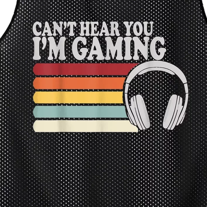 Cant Hear You Im Gaming Headphones Video Game Gamer Mesh Reversible Basketball Jersey Tank