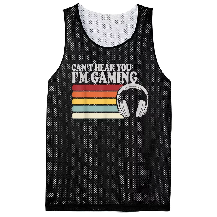 Cant Hear You Im Gaming Headphones Video Game Gamer Mesh Reversible Basketball Jersey Tank