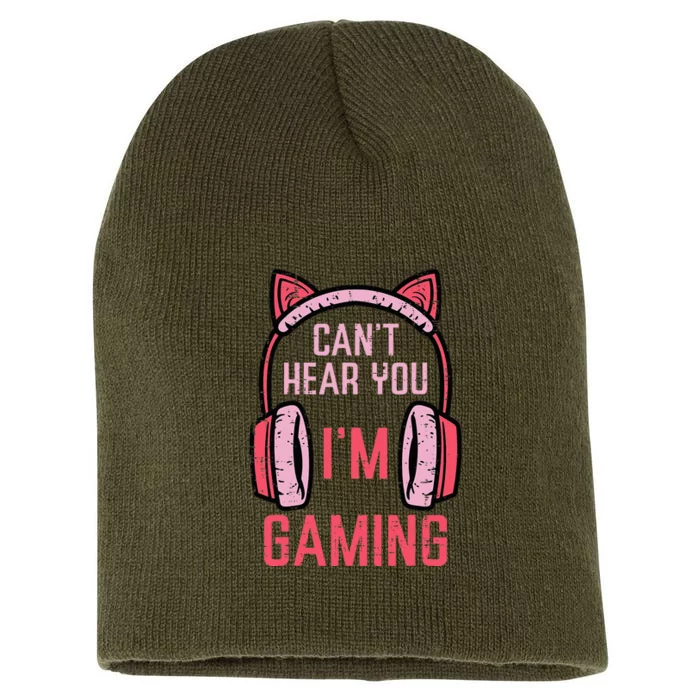 Cant Hear You Im Gaming Video Gamer Short Acrylic Beanie