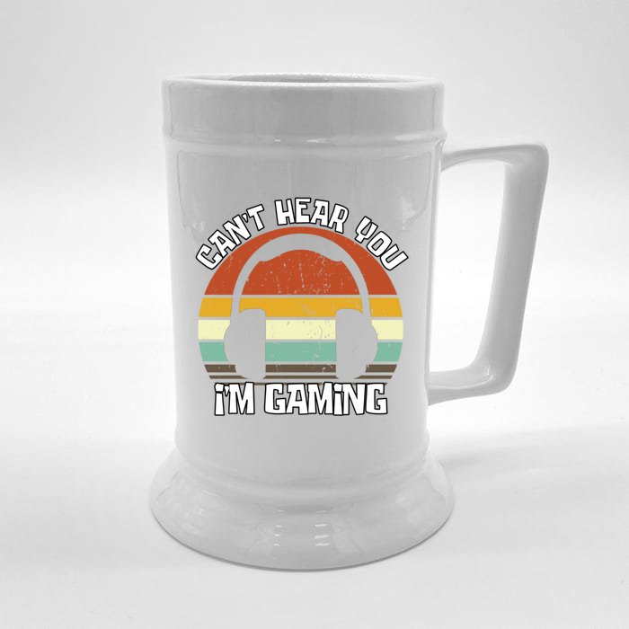 Can't Hear You I'm Gaming Retro Vintage Gamer Gift Front & Back Beer Stein