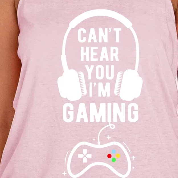 Can't Hear You I'm Gaming Funny Gift Funny Gamer Meaningful Gift Women's Knotted Racerback Tank