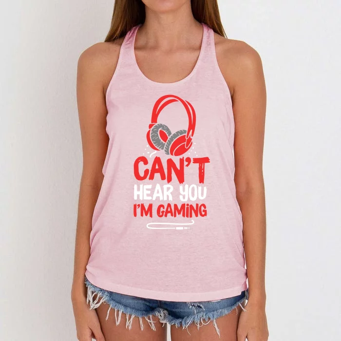 Can't Hear You I'm Gaming Cool Gift Women's Knotted Racerback Tank