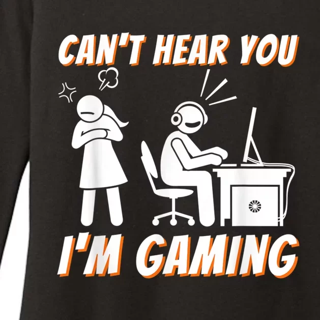 Cant Hear You Im Gaming Funny Video Game Gamer Humor Womens CVC Long Sleeve Shirt