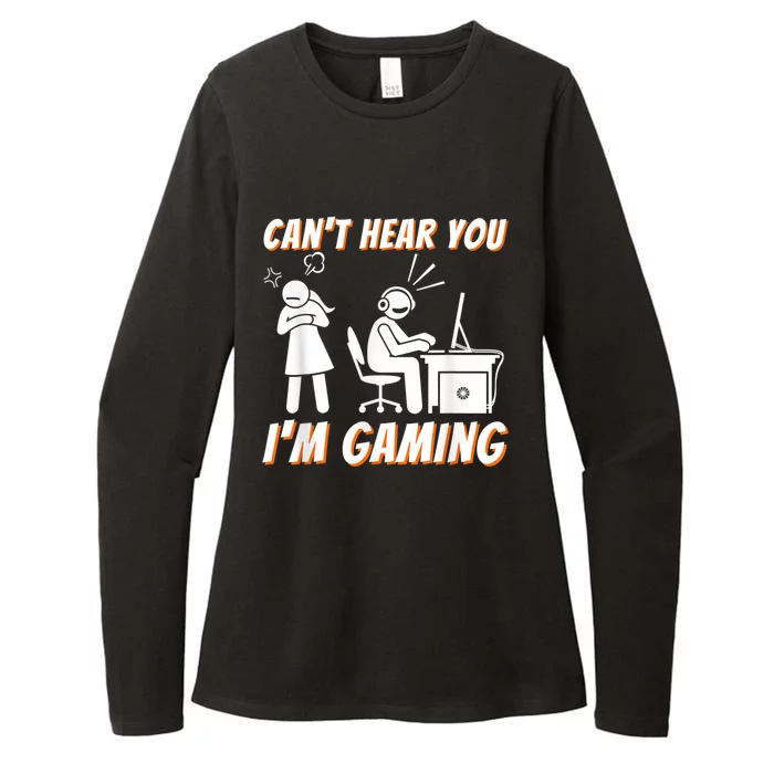 Cant Hear You Im Gaming Funny Video Game Gamer Humor Womens CVC Long Sleeve Shirt