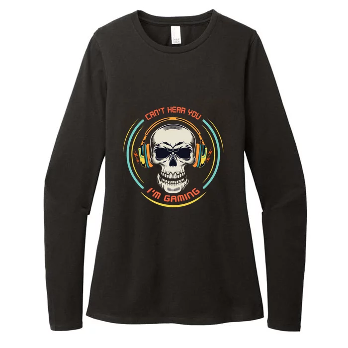 Can't Hear You I'm Gaming Vintage Funny Skull Headset Gift Womens CVC Long Sleeve Shirt