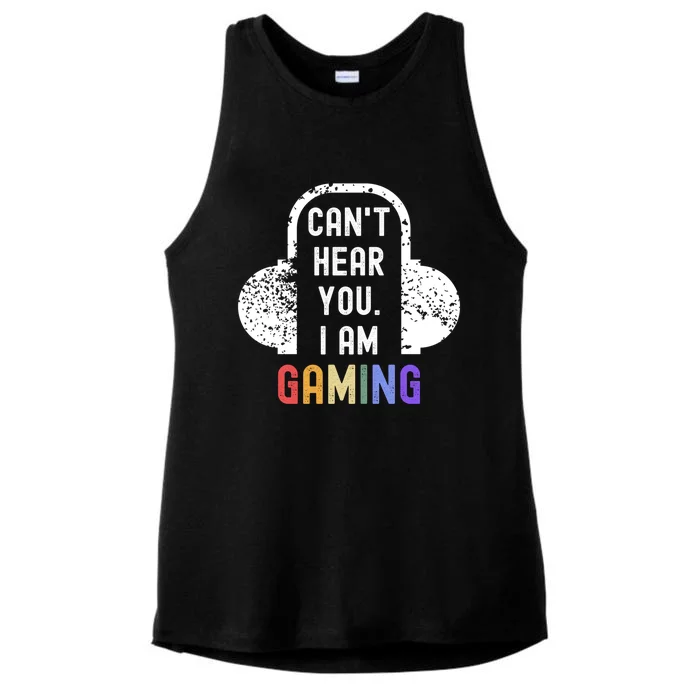 Can’t Hear You I’m Gaming Funny Videogiftgamer Headset Vintage Gift Ladies Tri-Blend Wicking Tank