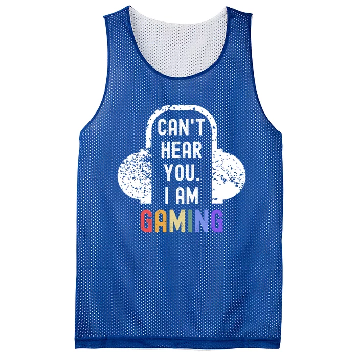 Can’t Hear You I’m Gaming Funny Videogiftgamer Headset Vintage Gift Mesh Reversible Basketball Jersey Tank